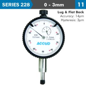 DIAL INDICATOR 3MM BEZEL 0.01MM GRAD. LUG&FLAT BACK
