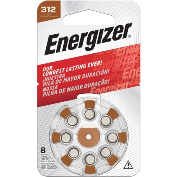 ENERGIZER HEARING AID BATTERY AZ312 BROWN 8 PACK (MOQ 6)