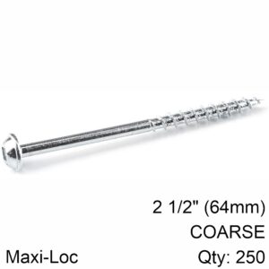 KREG ZINC POCKET HOLE SCREWS 64MM 2.50' #8 COARSE THREAD MX LOC 250CT