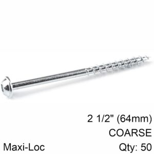 KREG ZINC POCKET HOLE SCREWS 64MM 2.50' #8 COARSE THREAD MX LOC 50CT