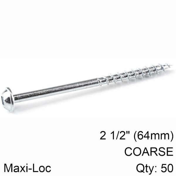 KREG ZINC POCKET HOLE SCREWS 64MM 2.50' #8 COARSE THREAD MX LOC 50CT