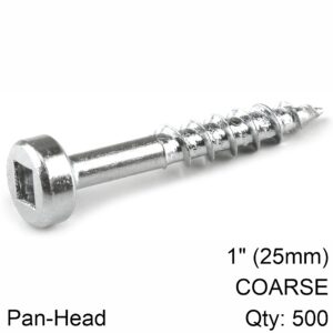 KREG ZINC POCKET HOLE SCREWS 25MM 1.00' #7 COARSE THREAD PAN HEAD 500C
