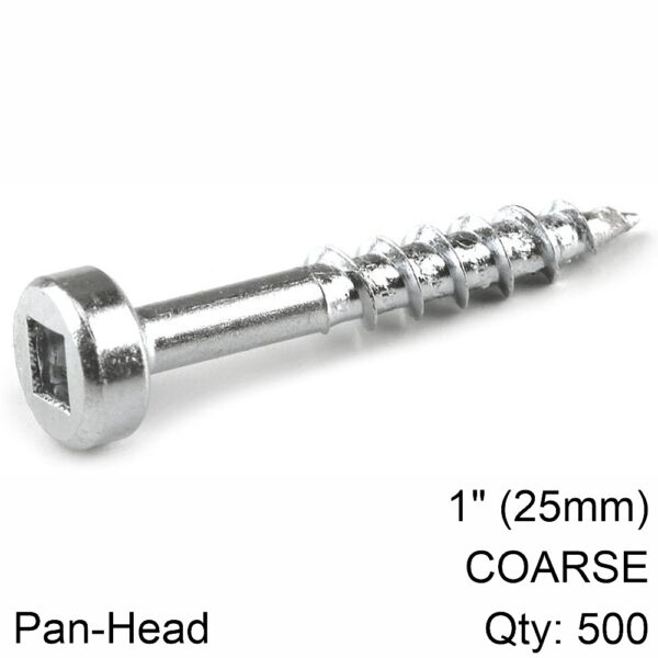 KREG ZINC POCKET HOLE SCREWS 25MM 1.00' #7 COARSE THREAD PAN HEAD 500C
