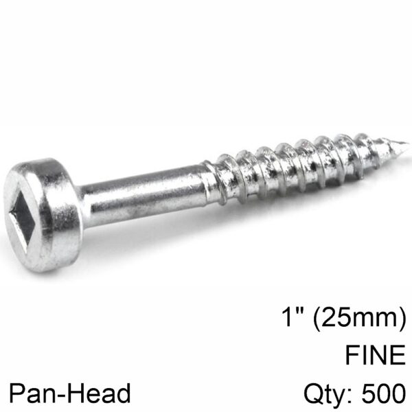KREG ZINC POCKET HOLE SCREWS 25MM 1.00' #6 FINE THREAD PAN HEAD 500CT