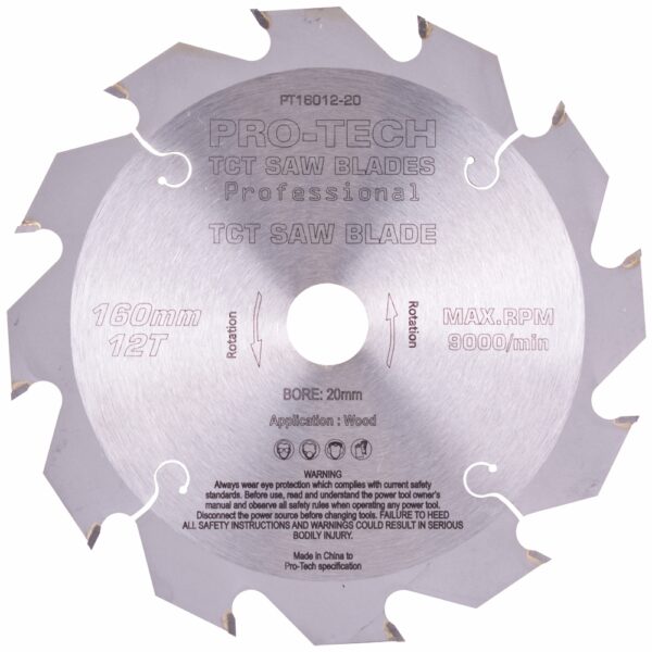 SAW BLADE TCT 160X2.2X20X12T WOOD PROF. PRO-TECH FES. TS55 PW12